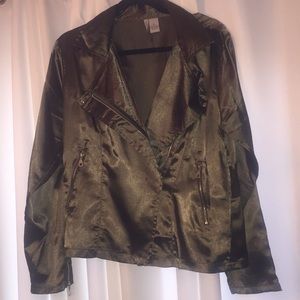Green motorcycle style jacket